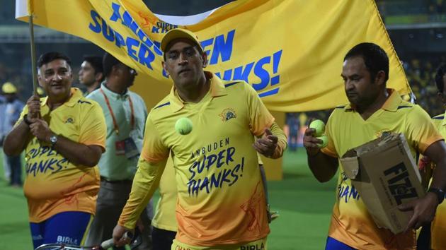 Chennai: Chennai Super Kings (CSK) skipper M S Dhoni after win the match of the Indian Premier League 2019 (IPL T20) cricket match between Chennai Super Kings (CSK) and Delhi Capitals (DC) at MAC Stadium in Chennai, Wednesday, May 1, 2019.(PTI)
