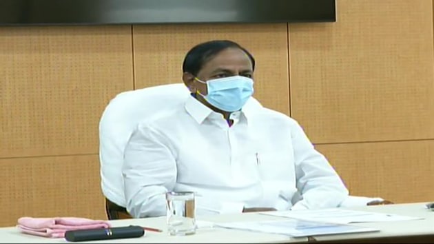 Telangana Chief Minister K Chandrashekhar Rao at Prime Minister Narendra Modi’s video conference with chief ministers on Monday. (ANI) Telangana Chief Minister K Chandrashekhar Rao at Prime Minister Narendra Modi’s video conference with chief ministers on Monday. (ANI)