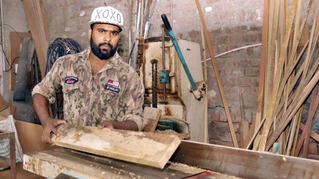 Rizwan, 22, resumed work as a carpenter in Zirakpur on May 4. A resident of Dera Bassi, Rizwan had not earned a penny during the lockdown. His monthly earning before the lockdown was around 15,000 rupees, as told to HT. (Sushil Prajapati / HT Photo) Rizwan, 22, resumed work as a carpenter in Zirakpur on May 4. A resident of Dera Bassi, Rizwan had not earned a penny during the lockdown. His monthly earning before the lockdown was around 15,000 rupees, as told to HT. (Sushil Prajapati / HT Photo)