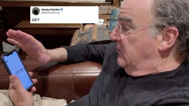 The clip shows the Patinkin parents trying to guess what ‘GIF’ stands for.(Twitter/@PatinkinMandy)