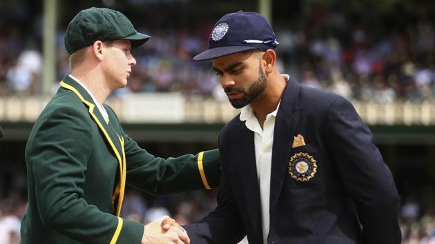 Steve Smith of Australia shakes hands with Virat Kohli of India (Cricket Australia via Getty Imag) Steve Smith of Australia shakes hands with Virat Kohli of India (Cricket Australia via Getty Imag)
