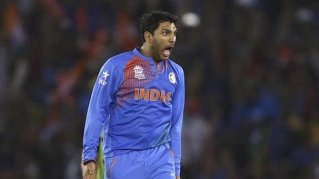 Yuvraj Singh celebrates after taking the wicket of Steve Smith of Australia.(Getty Images) Yuvraj Singh celebrates after taking the wicket of Steve Smith of Australia.(Getty Images)