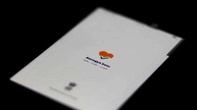 The Aarogya Setu app logo is seen on a mobile phone.(REUTERS) The Aarogya Setu app logo is seen on a mobile phone.(REUTERS)