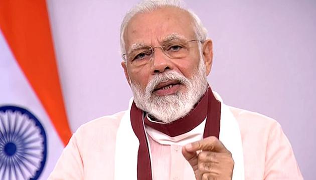 Prime Minister Narendra Modi addresses the nation in New Delhi on Tuesday. (ANI photo) Prime Minister Narendra Modi addresses the nation in New Delhi on Tuesday. (ANI photo)