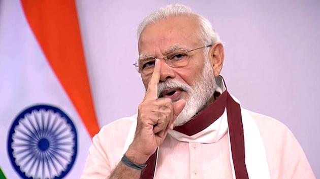 Prime Minister Narendra Modi addresses the nation in New Delhi on Tuesday. (ANI photo) Prime Minister Narendra Modi addresses the nation in New Delhi on Tuesday. (ANI photo)