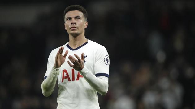 Tottenham's Dele Alli applauds fans after the end of the English Premier League soccer match.(AP)