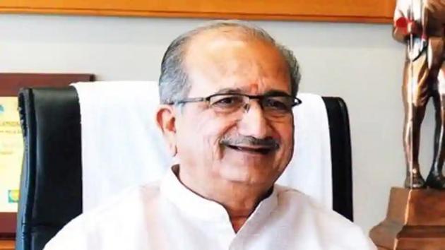 Bhupendrasinh Chudasama currently holds charge of the education, law and justice, legislative and parliamentary affairs, and some other departments in the Vijay Rupani government.(Twitter/Bhupendrasinh Chudasama)