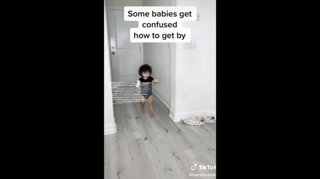 This clip of baby Abella was posted on TikTok by her parents on May 12.(TikTok/@babyfaceniko)