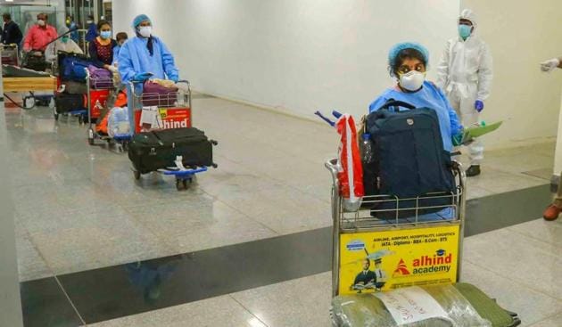 The government is arranging 149 flights from more than 30 countries in the second phase of the massive repatriation programme to bring back some 32,000 people to more than a dozen states. West Bengal isn’t among the states. In this picture, passengers arrive from Kuwait by an Air India flight at Calicut International Airport. (PTI/Representative Image) The government is arranging 149 flights from more than 30 countries in the second phase of the massive repatriation programme to bring back some 32,000 people to more than a dozen states. West Bengal isn’t among the states. In this picture, passengers arrive from Kuwait by an Air India flight at Calicut International Airport. (PTI/Representative Image)