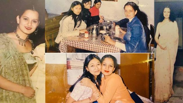 Kangana Ranaut with friends during her college days. Kangana Ranaut with friends during her college days.