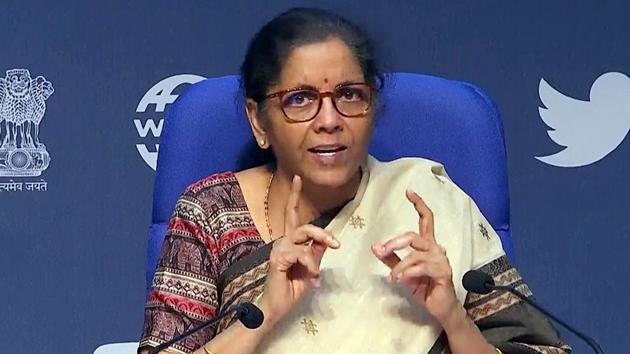 New Delhi, May 16 (ANI): Union Finance Minister Nirmala Sitharaman addresses a press conference at Media Centre in New Delhi on Saturday. (ANI Photo)(ANI)