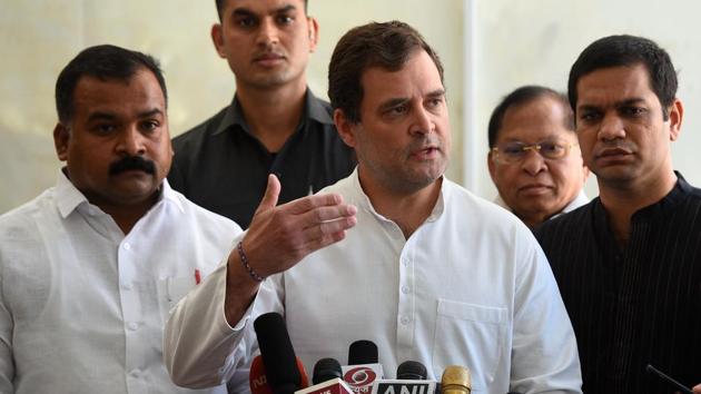 Congress leader Rahul Gandhi also addressed a video press conference earlier this month and addressed questions on the coronavirus disease (Covid-19) and the economic crisis.(Mohd Zakir/HT file photo)