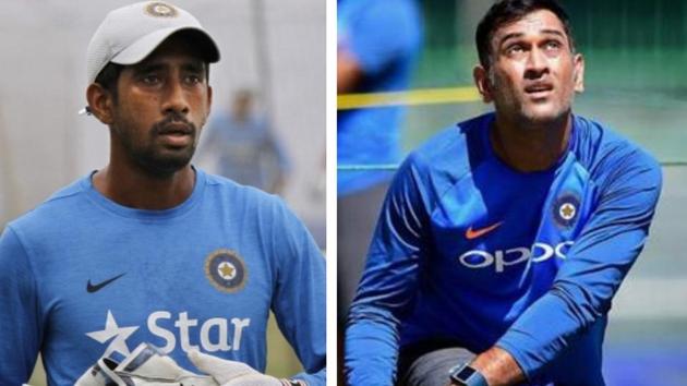 File image of Wriddhiman Saha with MS Dhoni.(PTI/HT Collage)