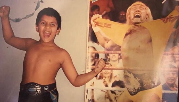 Ranveer Singh imitates Hulk Hogan in throwback photo.