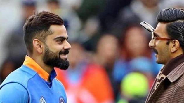 Ranveer Singh with Virat Kohli during the Cricket World Cup.