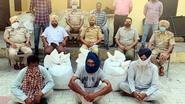The accused in police custody in Ludhiana on Monday. (HT Photo) The accused in police custody in Ludhiana on Monday. (HT Photo)