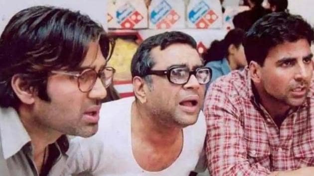 Suniel Shetty, Paresh Rawal and Akshay Kumar in Hera Pheri.