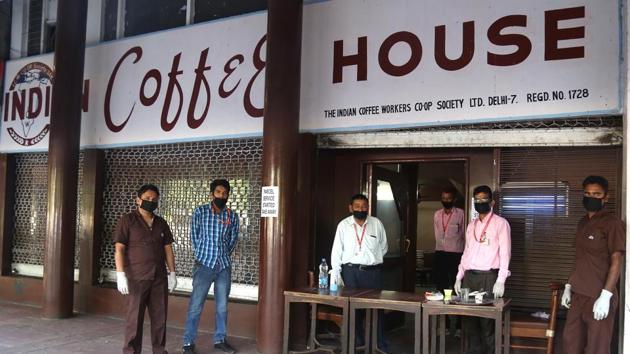 With restaurant business having gone bust for about two months now, several dine-in eateries such as Indian Coffee House in Sector 17, have adapted to provide delivery to offices in the vicinity, after the UT admin gave a nod for home delivery to begin on Tuesday.(Sanjeev Sharma/HT)