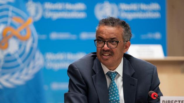 Tedros Adhanom Ghebreyesus, director general of World Health Organisation attends the virtual 73rd World Health Assembly (WHA) following the coronavirus disease outbreak, in Geneva, Switzerland, on May 18. (Reuters Photo)