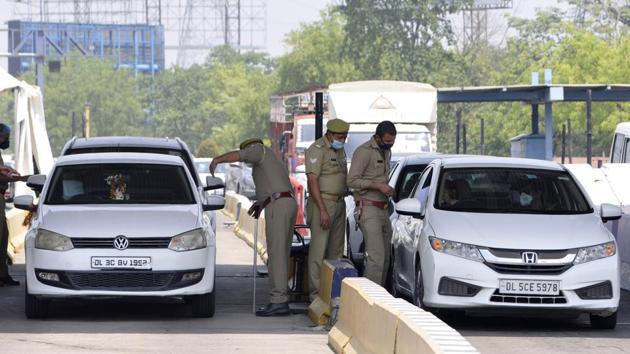 Gautam Budh Nagar District Magistrate Suhas L.Y. on Tuesday said that the district’s border with Delhi will remain “sealed” for now. (Sunil Ghosh / Hindustan Times)