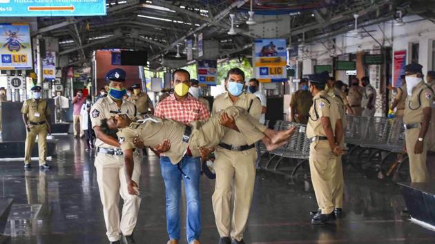 An unconscious police official being taken for treatment to a hospital after a major chemical gas leakage at LG Polymers industry in RR Venkatapuram village, at a railway station in Visakhapatnam.(PTI) An unconscious police official being taken for treatment to a hospital after a major chemical gas leakage at LG Polymers industry in RR Venkatapuram village, at a railway station in Visakhapatnam.(PTI)