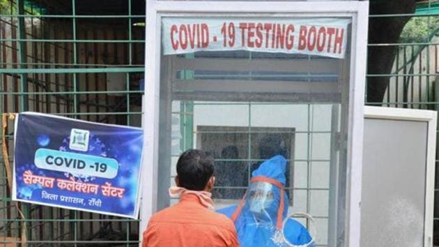 A health worker takes samples for a swab test, during the nationwide lockdown to curb the spread of coronavirus. (PTI)