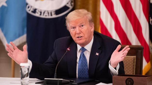 US President Donald Trump speaks during a cabinet meeting in the East Room of the White House in Washington, D.C., U.S., on Tuesday, May 19, 2020. (Bloomberg) US President Donald Trump speaks during a cabinet meeting in the East Room of the White House in Washington, D.C., U.S., on Tuesday, May 19, 2020. (Bloomberg)