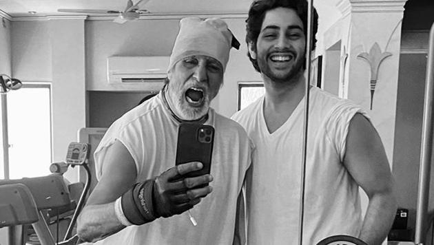 Amitabh Bachchan took to social media to share his workout picture with his grandson Agastya Nanda.