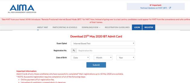 AIMA MAT 2020 Admit Card For May 25 Exam Released At Mat.aima.in ...