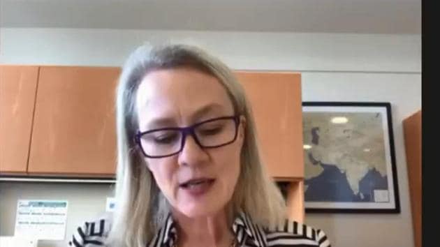 Alice Wells, senior US diplomat, during a virtual discussion organised by the Atlantic Council. (State_SCA/Twitter) Alice Wells, senior US diplomat, during a virtual discussion organised by the Atlantic Council. (State_SCA/Twitter)