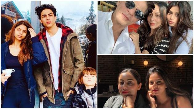 Suhana Khan with Shah Rukh Khan, Gauri, Aryan and AbRam.