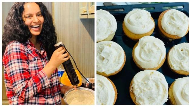 Kangana Ranaut made cupcakes with white butter and cheese frosting for her family.