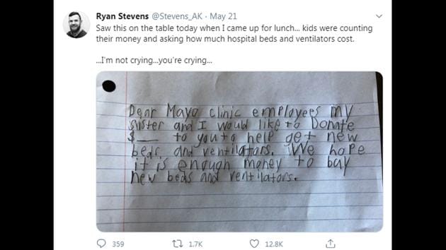 The dad also explained that previously his kids had asked him “how much hospital beds and ventilators cost.”(Twitter/@Stevens_AK)