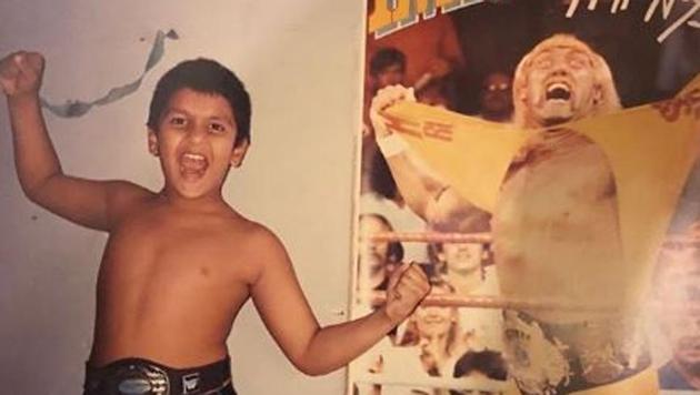 Raveer Singh posing like his idol Hulk Hogan.
