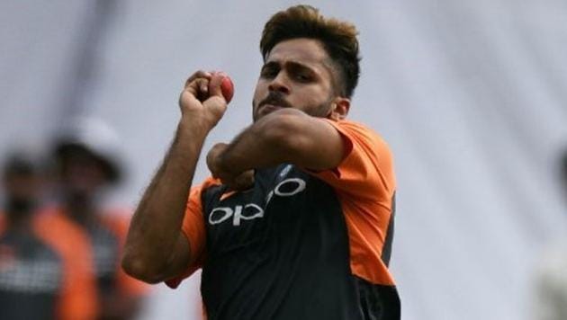 Shardul Thakur during India nets(AFP)