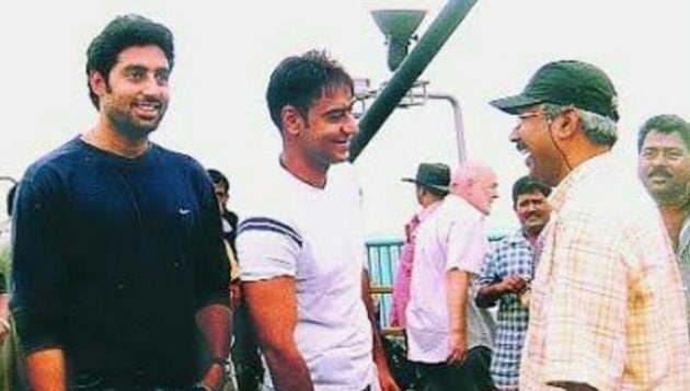 Abhishek Bachchan with co-star Ajay Devgn and director Mani Ratnam at Yuva’s shoot. Abhishek Bachchan with co-star Ajay Devgn and director Mani Ratnam at Yuva’s shoot.