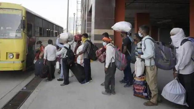 The Uttar Pradesh and Rajasthan governments sparred on Friday over a Congress attempt to arrange 1,000 buses for the transport of migrant workers walking to their homes in Bharatiya Janata Party (BJP)-ruled UP after being stranded by the lockdown. (File photo) The Uttar Pradesh and Rajasthan governments sparred on Friday over a Congress attempt to arrange 1,000 buses for the transport of migrant workers walking to their homes in Bharatiya Janata Party (BJP)-ruled UP after being stranded by the lockdown. (File photo)