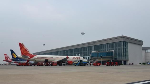 After a gap of two months, Chandigarh international airport is ready to resume domestic operations with a schedule of 13 domestic flights, seven of which will start from Monday, two on May 27 and four on June 1. (HT FILE) After a gap of two months, Chandigarh international airport is ready to resume domestic operations with a schedule of 13 domestic flights, seven of which will start from Monday, two on May 27 and four on June 1. (HT FILE)