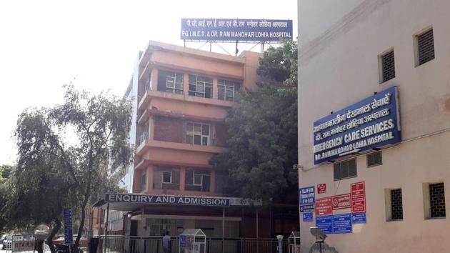 A general view of closed OPD of Ram Manohar Lohia Hospital.(Sanchit Khanna/HT PHOTO)