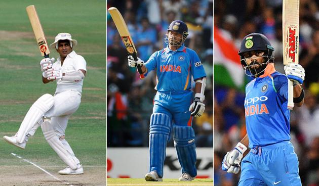 Sunil Gavaskar, Sachin Tendulkar and Virat Kohli(Getty Images) Sunil Gavaskar, Sachin Tendulkar and Virat Kohli(Getty Images)