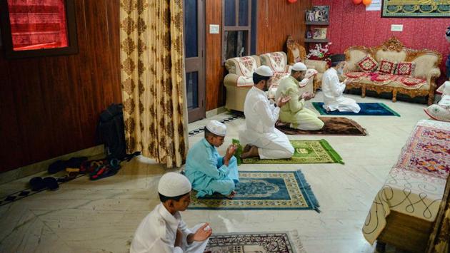 The special Eid prayers, a community affair otherwise eagerly anticipated after a month of fasting, were held largely within the confines of people’s homes, as seen here in Jalandhar. (PTI) The special Eid prayers, a community affair otherwise eagerly anticipated after a month of fasting, were held largely within the confines of people’s homes, as seen here in Jalandhar. (PTI)