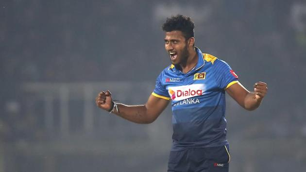 Sri Lanka's Shehan Madushanka during his T20I debut(AP Photo) Sri Lanka's Shehan Madushanka during his T20I debut(AP Photo)