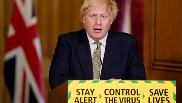 A handout image released by 10 Downing Street, shows Britain's Prime Minister Boris Johnson speaking during a remote press conference to update the nation on the Covid-19 pandemic, May 24, 2020. (AFP) A handout image released by 10 Downing Street, shows Britain's Prime Minister Boris Johnson speaking during a remote press conference to update the nation on the Covid-19 pandemic, May 24, 2020. (AFP)