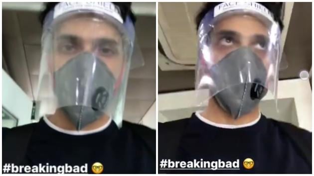 Television actor Parth Samthaan travelled from Mumbai to Hyderabad and shared a selfie video of himself wearing a face shield. He quipped that his look was similar to the popular show Breaking Bad. 