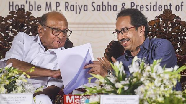 NCP chief Sharad Pawar and Chief minister Uddhav Thackeray had a meeting for one-and-a-half hours on Monday.(PTI File Photo)