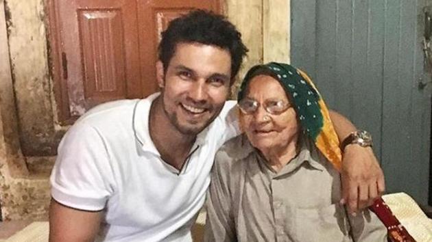 Randeep Hooda poses with grandmom in this throwback picture.