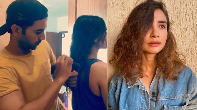 Actor Rajkummar Rao turned hairdresser for girlfriend Patralekhaa in this hour of need and gave her an asymmetrical haircut with a trimmer.
