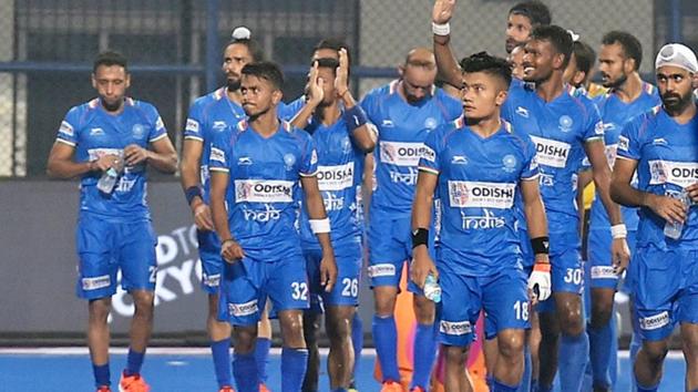 Members of the Indian hockey team celebrating a win(PTI)