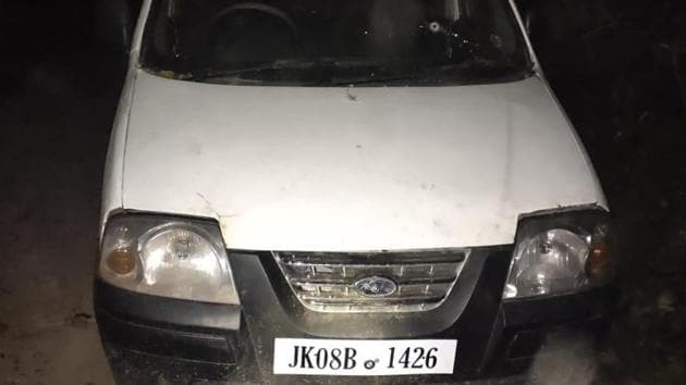 The abandoned Santro car alleged to be carrying explosives. (HT photo)