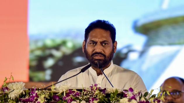 Nitin Raut during the swearing ceremony at Shivaji Park, Dadar in Mumbai on November 28, 2019.(Anshuman Poyrekar/HT Photo)